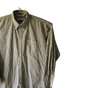 Barbour Gingham Check Button Down Long Sleeve Shirt, Embroidered Logo, L